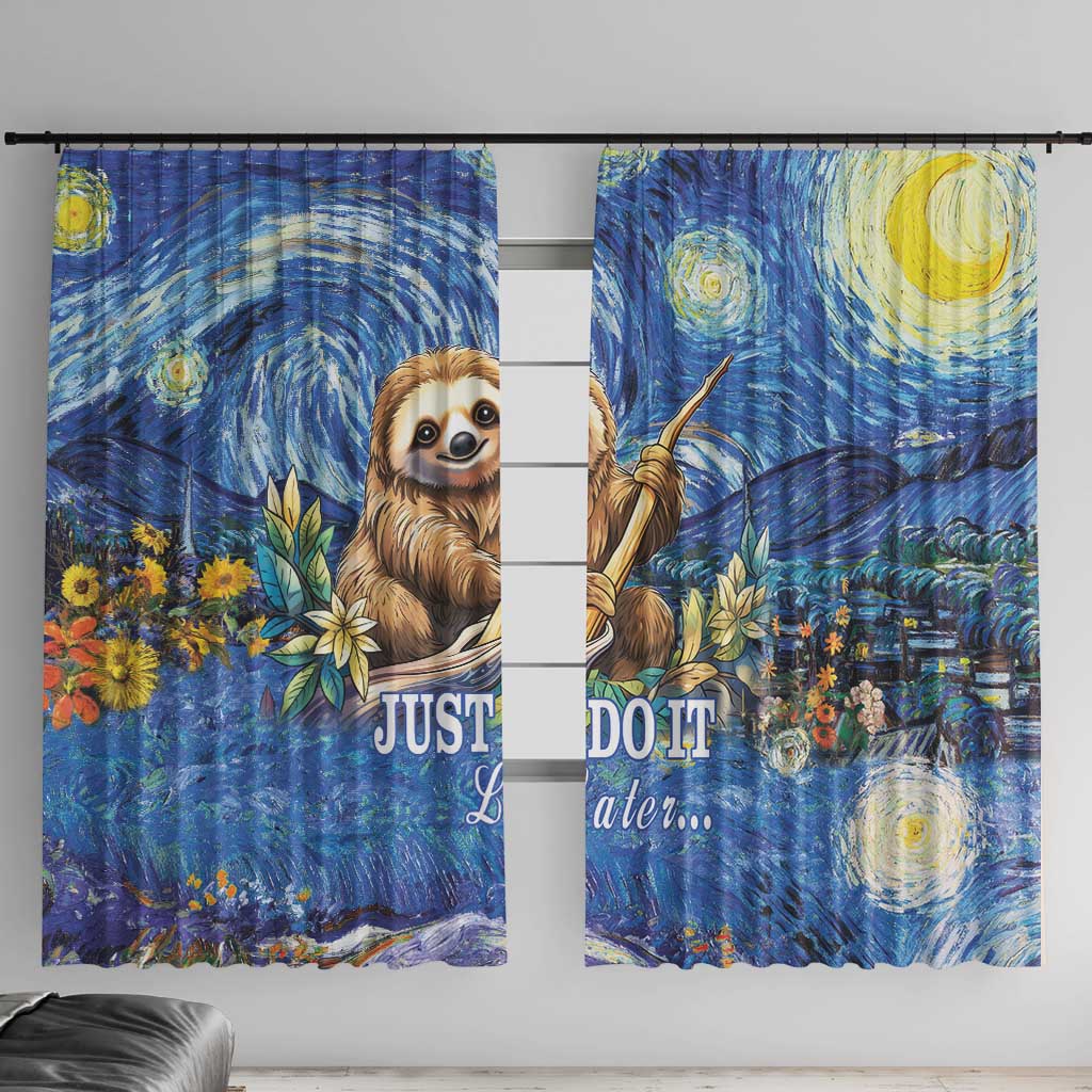 Sloth Starry Night Window Curtain I'm Not Lazy - Wonder Print Shop