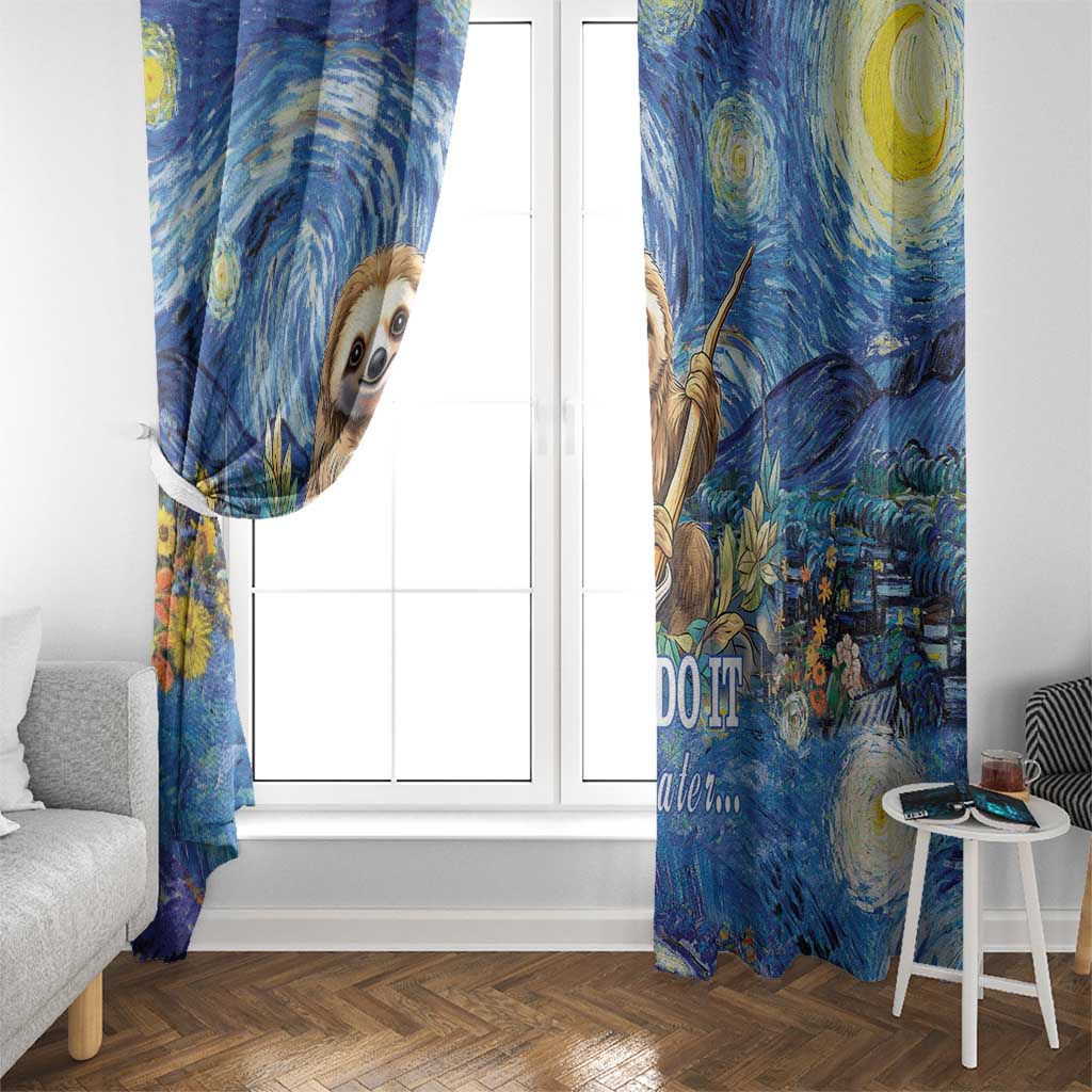 Sloth Starry Night Window Curtain I'm Not Lazy - Wonder Print Shop