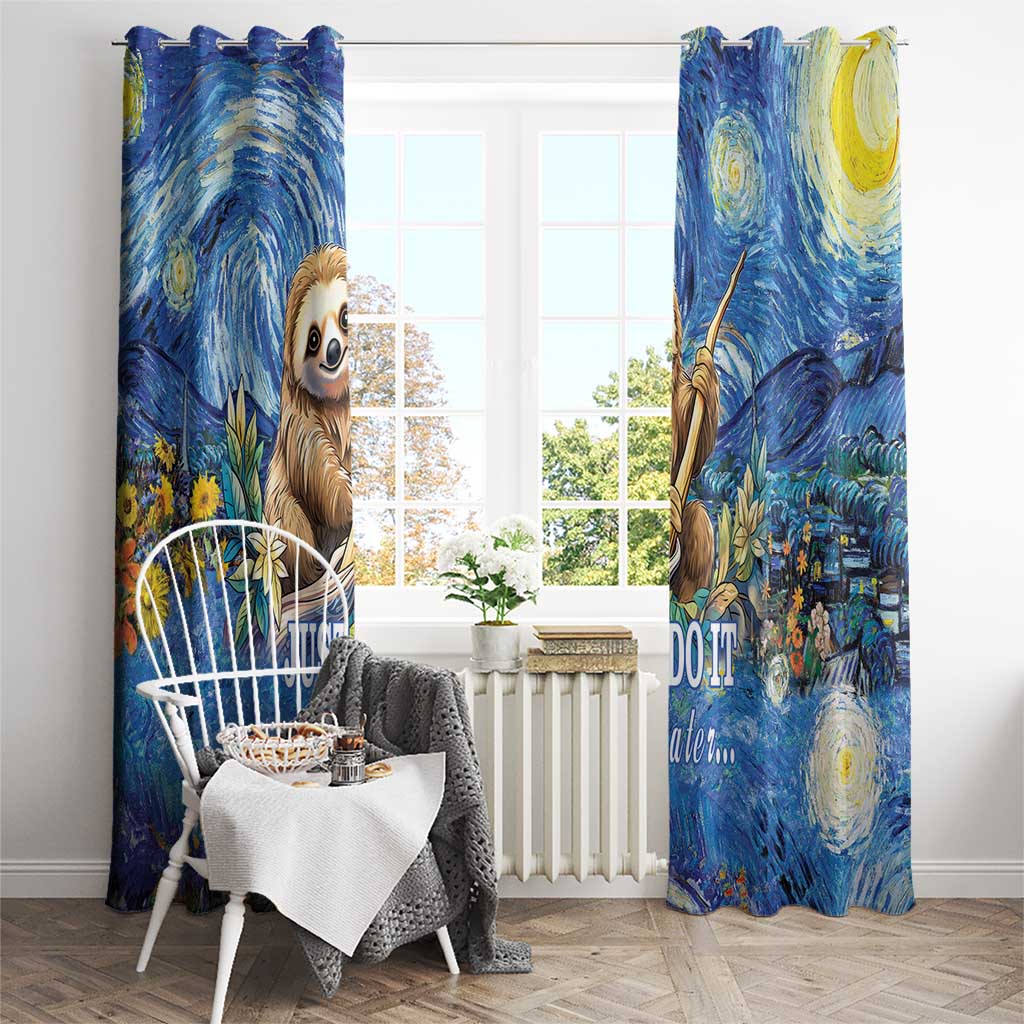 Sloth Starry Night Window Curtain I'm Not Lazy - Wonder Print Shop