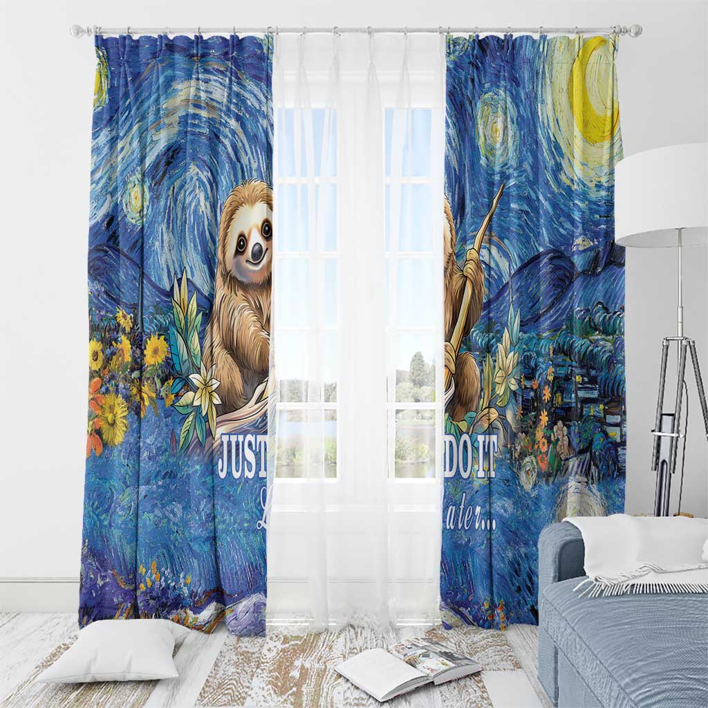 Sloth Starry Night Window Curtain I'm Not Lazy - Wonder Print Shop