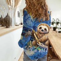 Sloth Starry Night Women Casual Shirt I'm Not Lazy - Wonder Print Shop