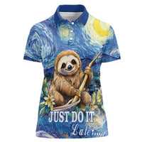 Sloth Starry Night Women Polo Shirt I'm Not Lazy - Wonder Print Shop