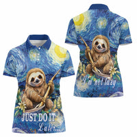 Sloth Starry Night Women Polo Shirt I'm Not Lazy - Wonder Print Shop