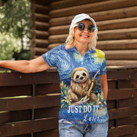 Sloth Starry Night Women Polo Shirt I'm Not Lazy - Wonder Print Shop