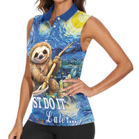 Sloth Starry Night Women Sleeveless Polo Shirt I'm Not Lazy - Wonder Print Shop