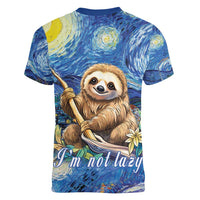 Sloth Starry Night Women V-Neck T-Shirt I'm Not Lazy - Wonder Print Shop