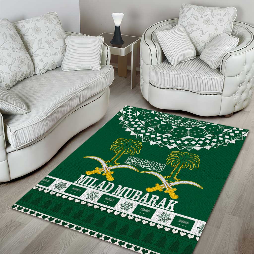 Saudi Arabia Christmas Area Rug Coat Of Arms Milad Mubarak - Wonder Print Shop