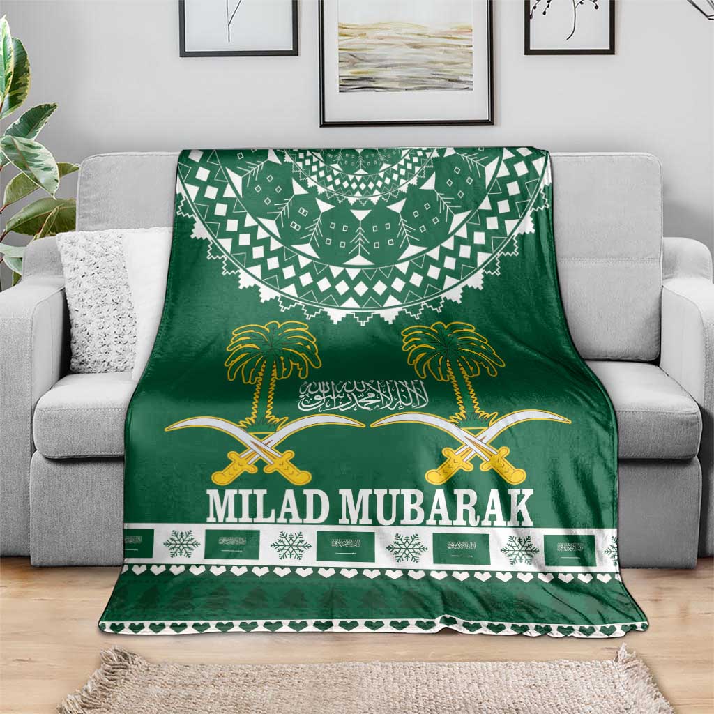 Saudi Arabia Christmas Blanket Coat Of Arms Milad Mubarak