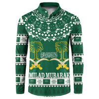Saudi Arabia Christmas Button Sweatshirt Coat Of Arms Milad Mubarak - Wonder Print Shop