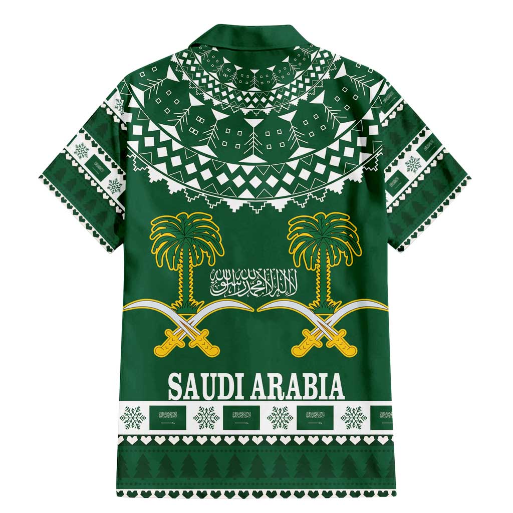 Saudi Arabia Christmas Family Matching Mermaid Dress and Hawaiian Shirt Coat Of Arms Milad Mubarak - Wonder Print Shop