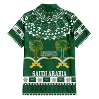 Saudi Arabia Christmas Family Matching Tank Maxi Dress and Hawaiian Shirt Coat Of Arms Milad Mubarak - Wonder Print Shop