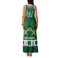 Saudi Arabia Christmas Family Matching Tank Maxi Dress and Hawaiian Shirt Coat Of Arms Milad Mubarak - Wonder Print Shop