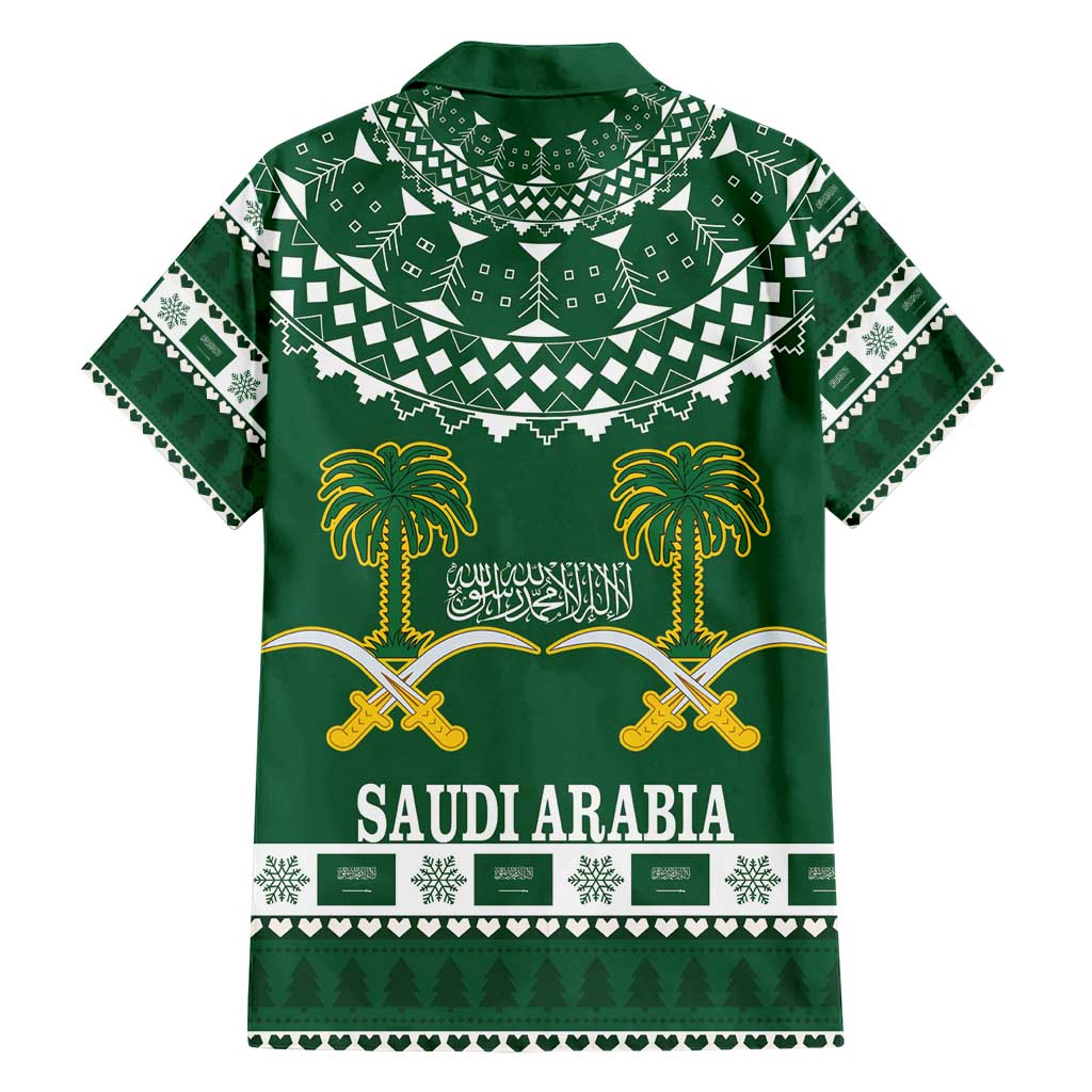 Saudi Arabia Christmas Hawaiian Shirt Coat Of Arms Milad Mubarak - Wonder Print Shop