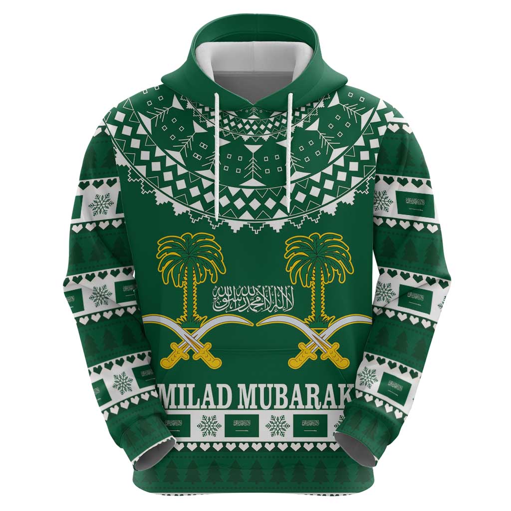 Saudi Arabia Christmas Hoodie Coat Of Arms Milad Mubarak - Wonder Print Shop