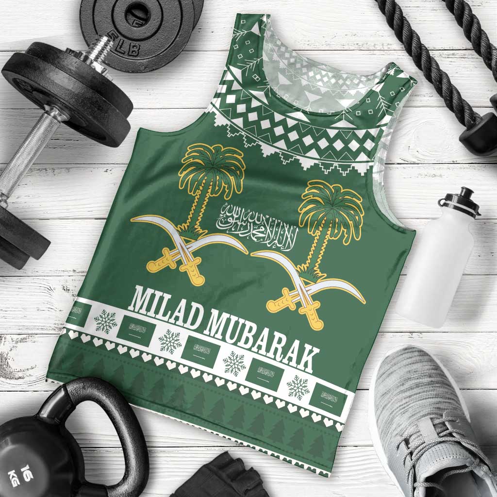 Saudi Arabia Christmas Men Tank Top Coat Of Arms Milad Mubarak - Wonder Print Shop