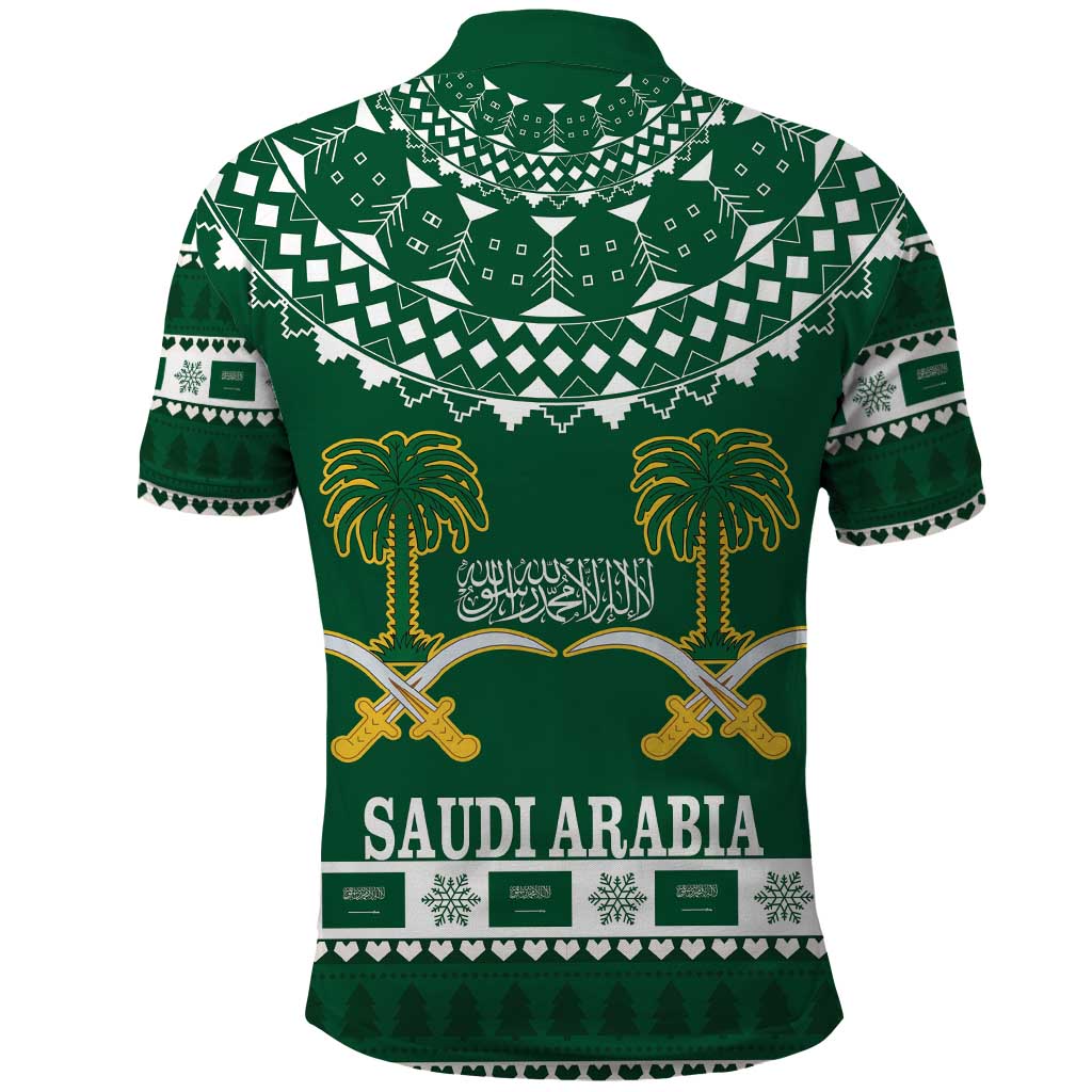 Saudi Arabia Christmas Polo Shirt Coat Of Arms Milad Mubarak - Wonder Print Shop