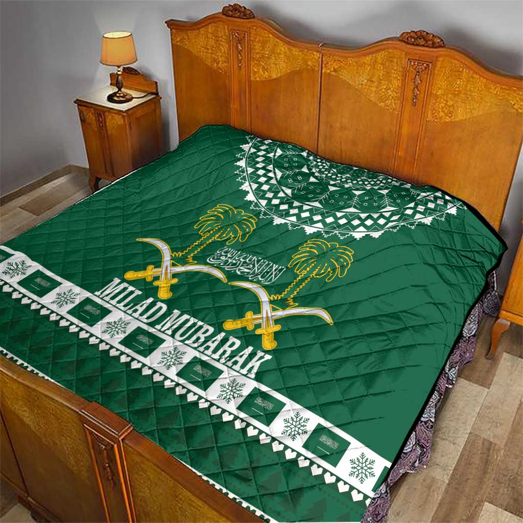 Saudi Arabia Christmas Quilt Coat Of Arms Milad Mubarak - Wonder Print Shop