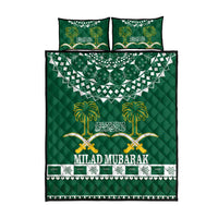 Saudi Arabia Christmas Quilt Bed Set Coat Of Arms Milad Mubarak - Wonder Print Shop