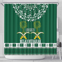 Saudi Arabia Christmas Shower Curtain Coat Of Arms Milad Mubarak