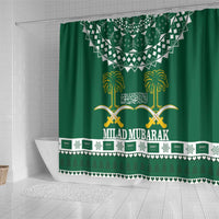 Saudi Arabia Christmas Shower Curtain Coat Of Arms Milad Mubarak