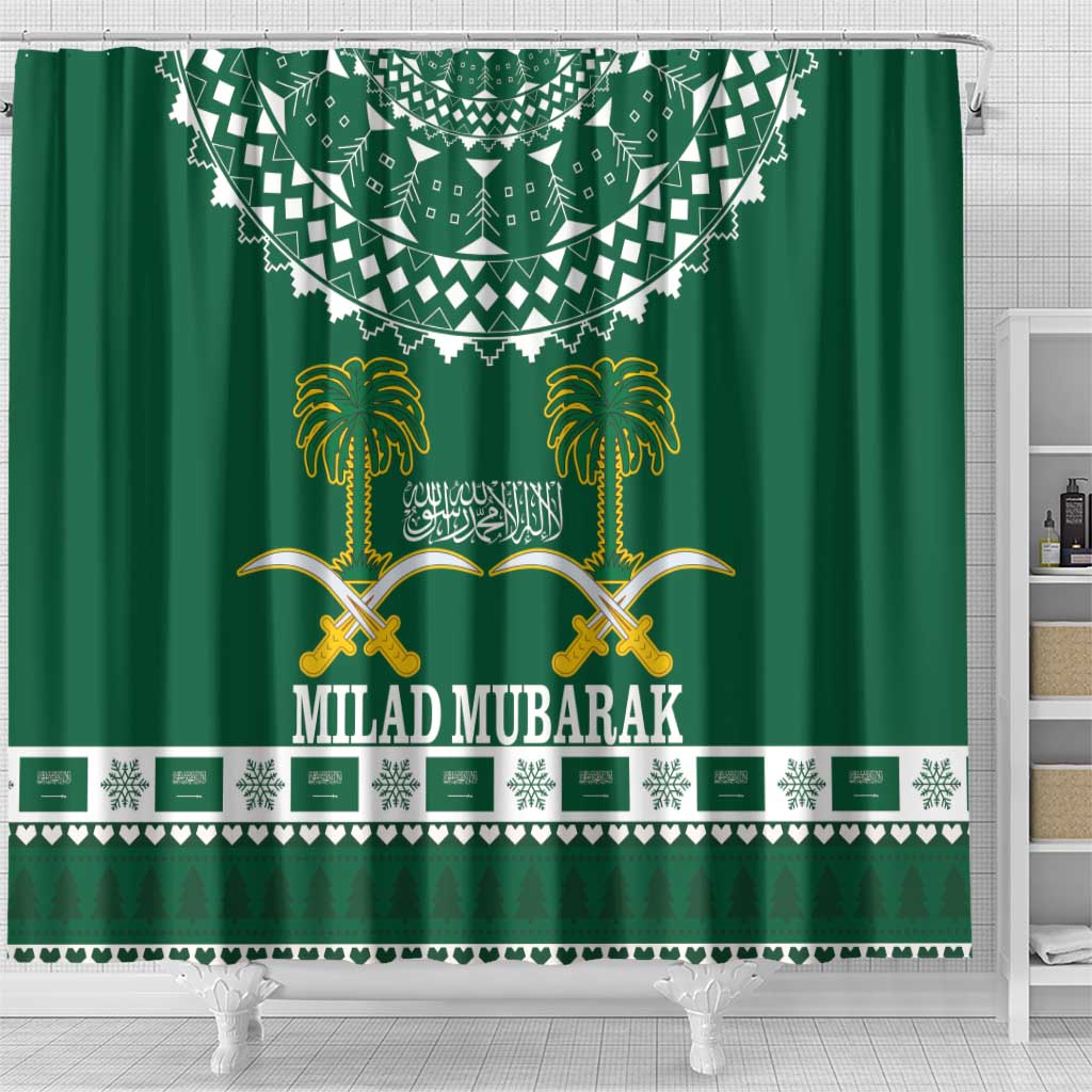 Saudi Arabia Christmas Shower Curtain Coat Of Arms Milad Mubarak