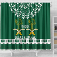 Saudi Arabia Christmas Shower Curtain Coat Of Arms Milad Mubarak