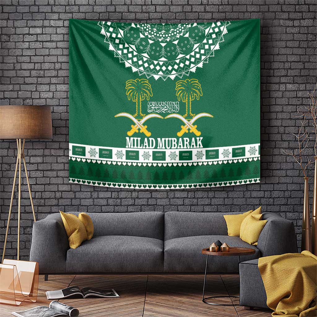 Saudi Arabia Christmas Tapestry Coat Of Arms Milad Mubarak - Wonder Print Shop