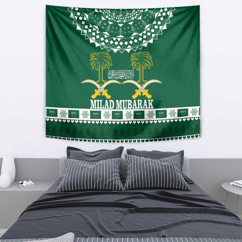 Saudi Arabia Christmas Tapestry Coat Of Arms Milad Mubarak - Wonder Print Shop
