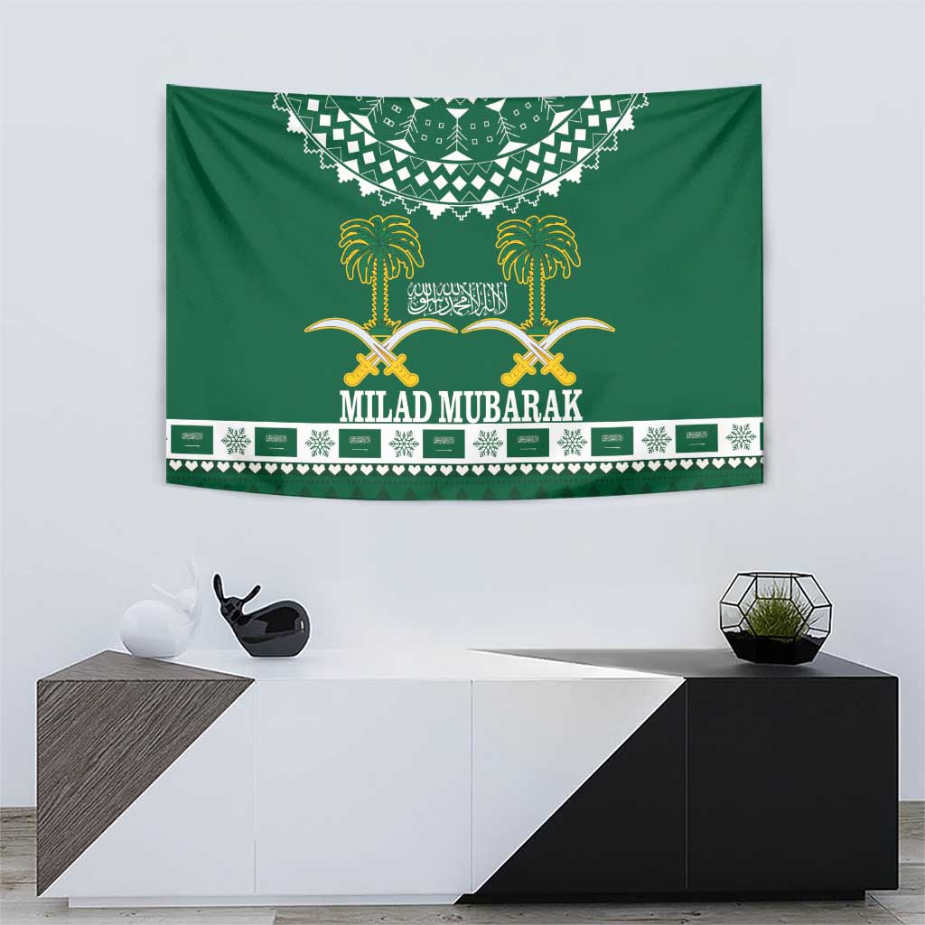 Saudi Arabia Christmas Tapestry Coat Of Arms Milad Mubarak - Wonder Print Shop