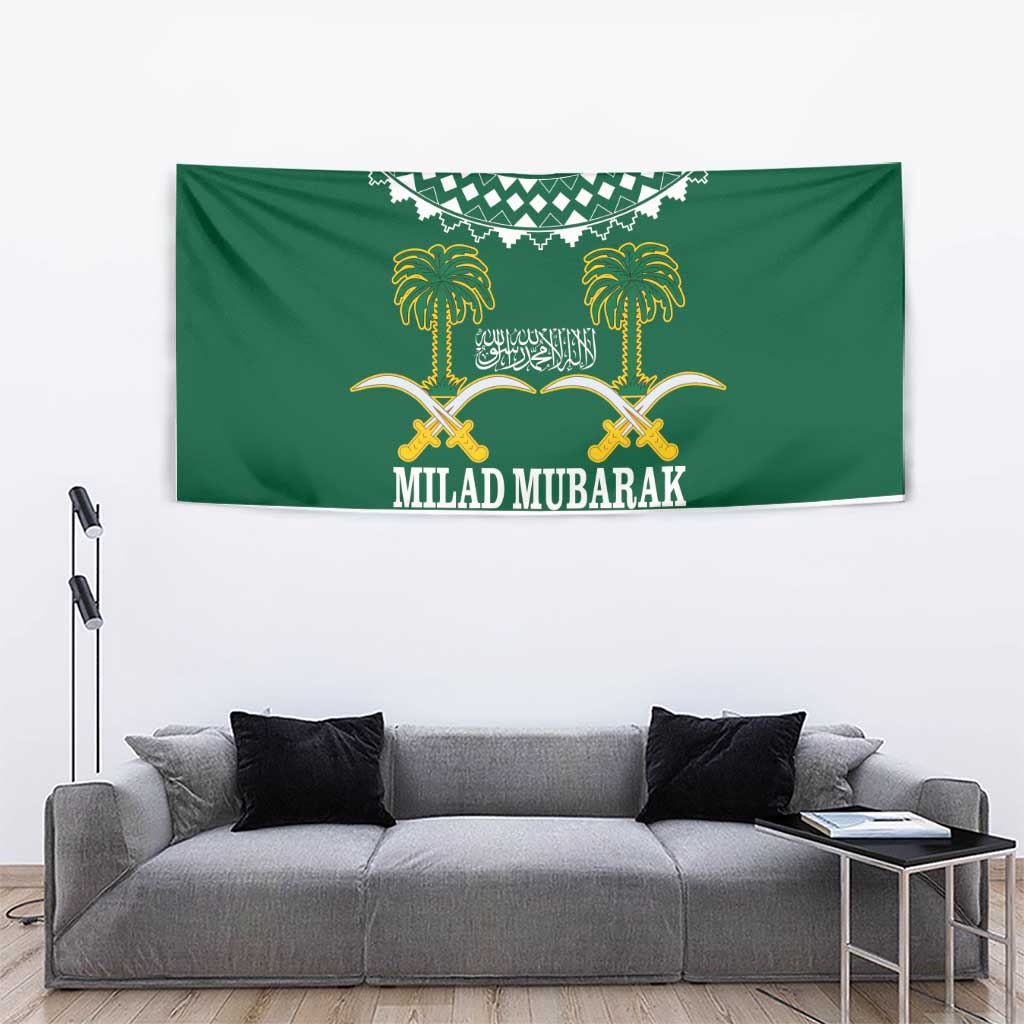 Saudi Arabia Christmas Tapestry Coat Of Arms Milad Mubarak - Wonder Print Shop