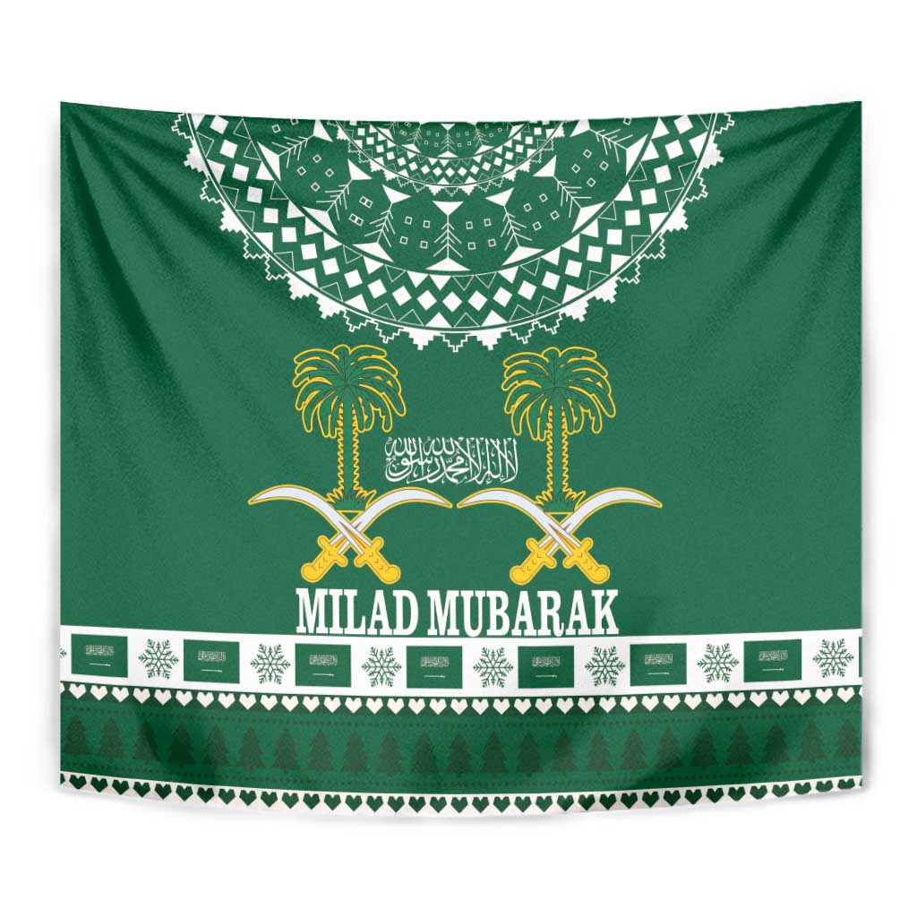 Saudi Arabia Christmas Tapestry Coat Of Arms Milad Mubarak - Wonder Print Shop