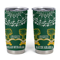 Saudi Arabia Christmas Tumbler Cup Coat Of Arms Milad Mubarak - Wonder Print Shop