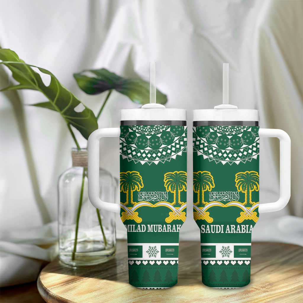 Saudi Arabia Christmas Tumbler With Handle Coat Of Arms Milad Mubarak - Wonder Print Shop