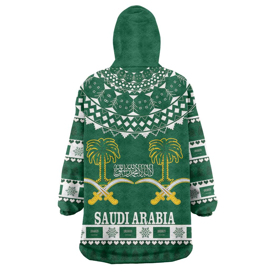 Saudi Arabia Christmas Wearable Blanket Hoodie Coat Of Arms Milad Mubarak - Wonder Print Shop
