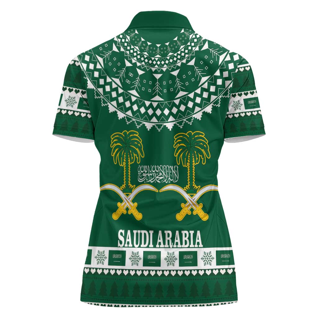 Saudi Arabia Christmas Women Polo Shirt Coat Of Arms Milad Mubarak - Wonder Print Shop
