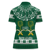 Saudi Arabia Christmas Women Polo Shirt Coat Of Arms Milad Mubarak - Wonder Print Shop