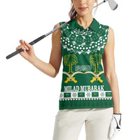 Saudi Arabia Christmas Women Sleeveless Polo Shirt Coat Of Arms Milad Mubarak - Wonder Print Shop