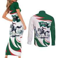 Saudi Arabia Horse Riders Couples Matching Short Sleeve Bodycon Dress and Long Sleeve Button Shirt Arab Style - Wonder Print Shop