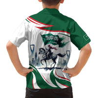 Saudi Arabia Horse Riders Family Matching Off The Shoulder Long Sleeve Dress and Hawaiian Shirt Arab Style - Wonder Print Shop