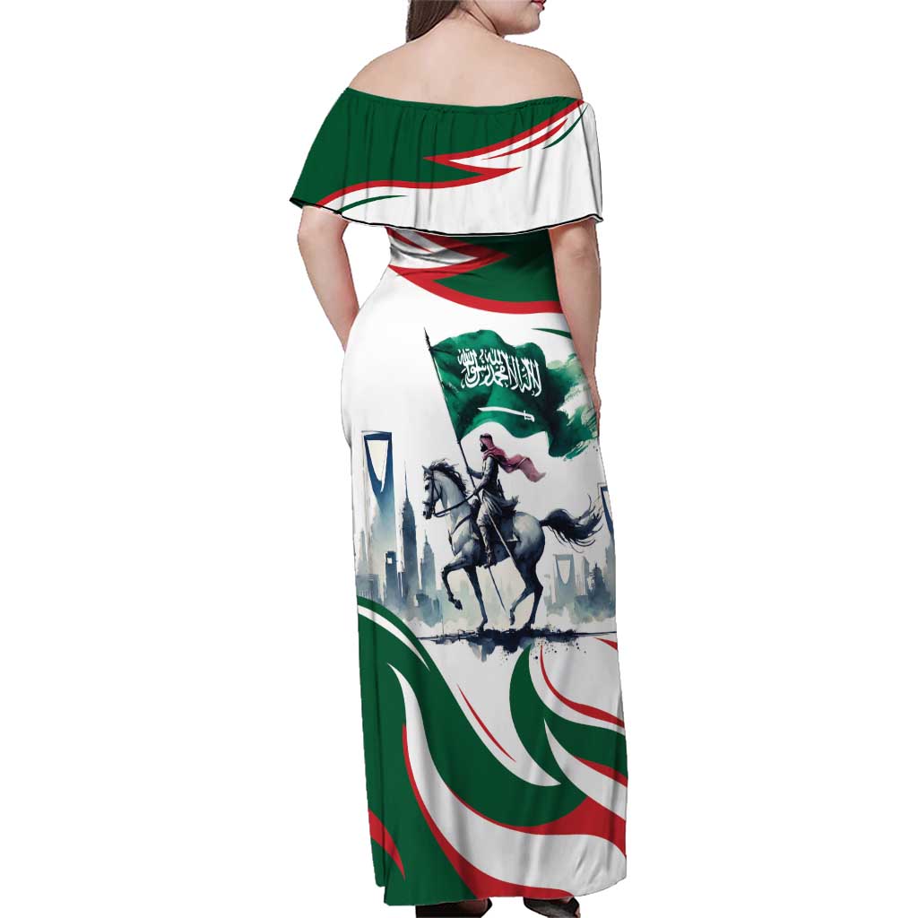 Saudi Arabia Horse Riders Family Matching Off Shoulder Maxi Dress and Hawaiian Shirt Arab Style - Wonder Print Shop