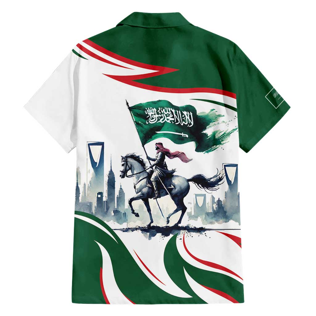 Saudi Arabia Horse Riders Family Matching Short Sleeve Bodycon Dress and Hawaiian Shirt Arab Style - Wonder Print Shop