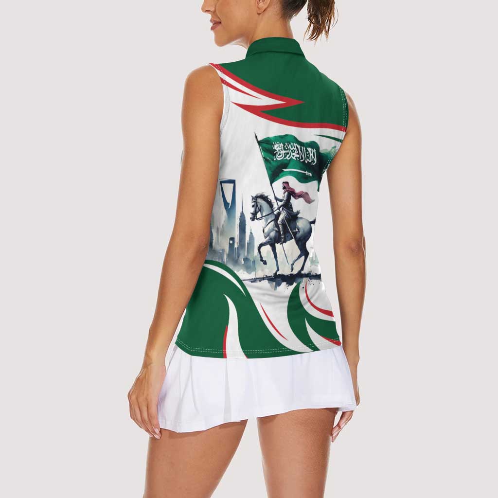 Saudi Arabia Horse Riders Women Sleeveless Polo Shirt Arab Style - Wonder Print Shop