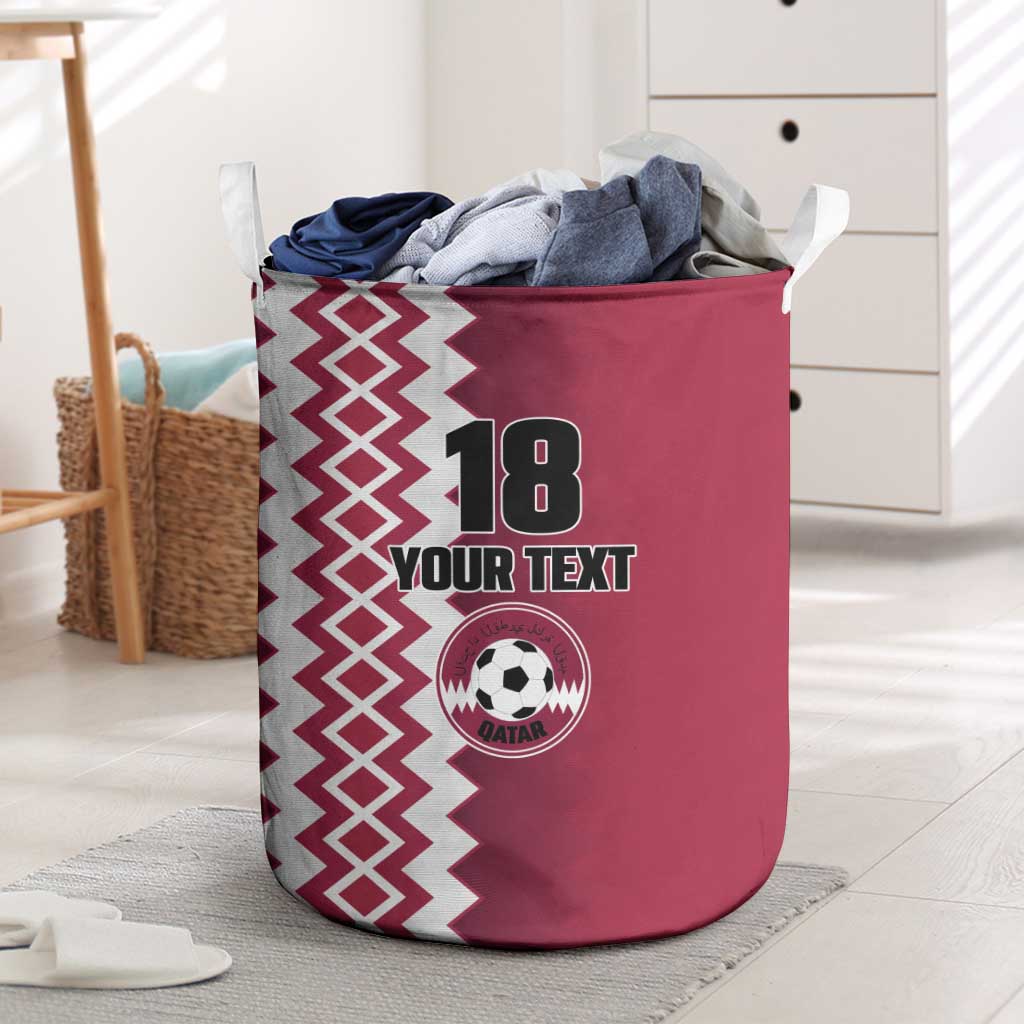 Custom Qatar Football Laundry Basket Maroon One Go Champion - Wonder Print Shop