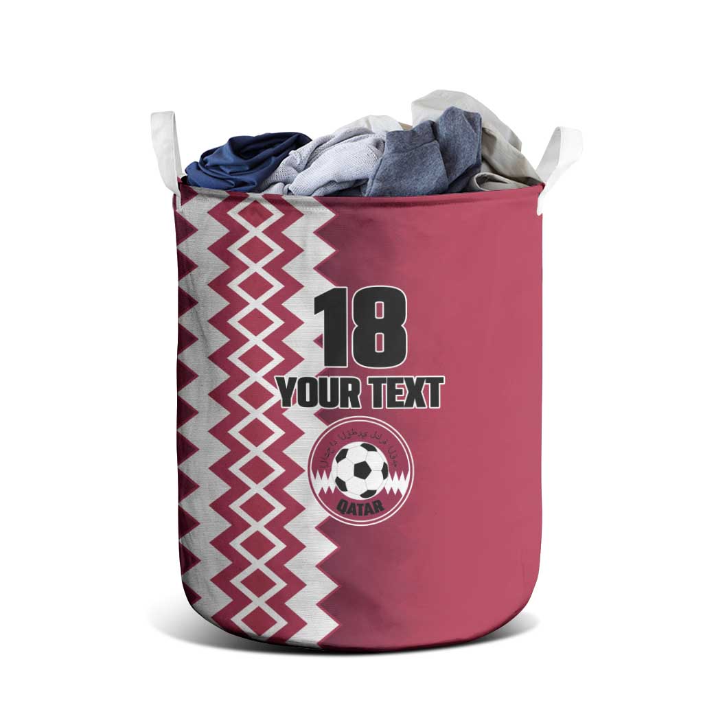Custom Qatar Football Laundry Basket Maroon One Go Champion - Wonder Print Shop