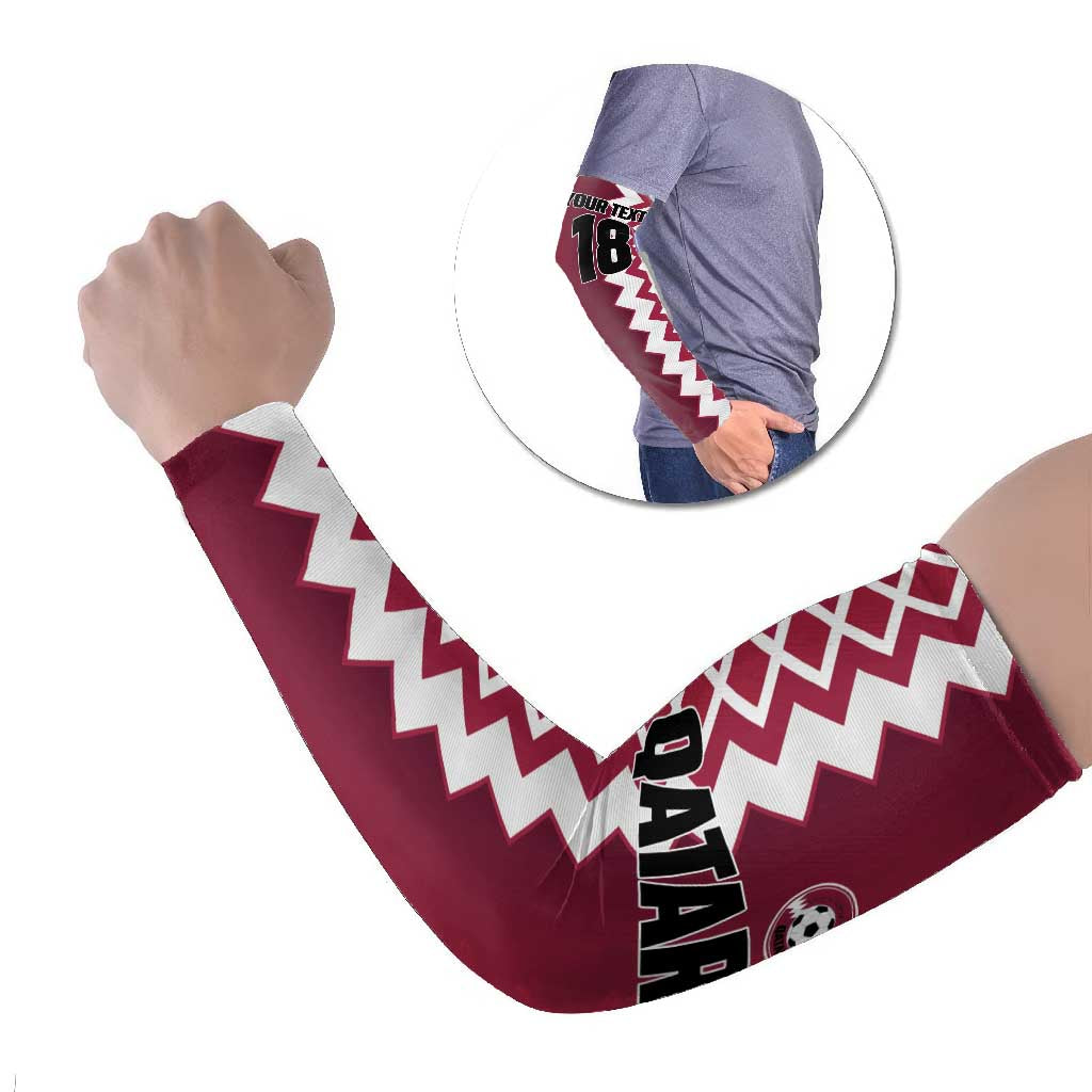 Custom Qatar Football Arm Sleeves Maroon One Go Champion - Wonder Print Shop