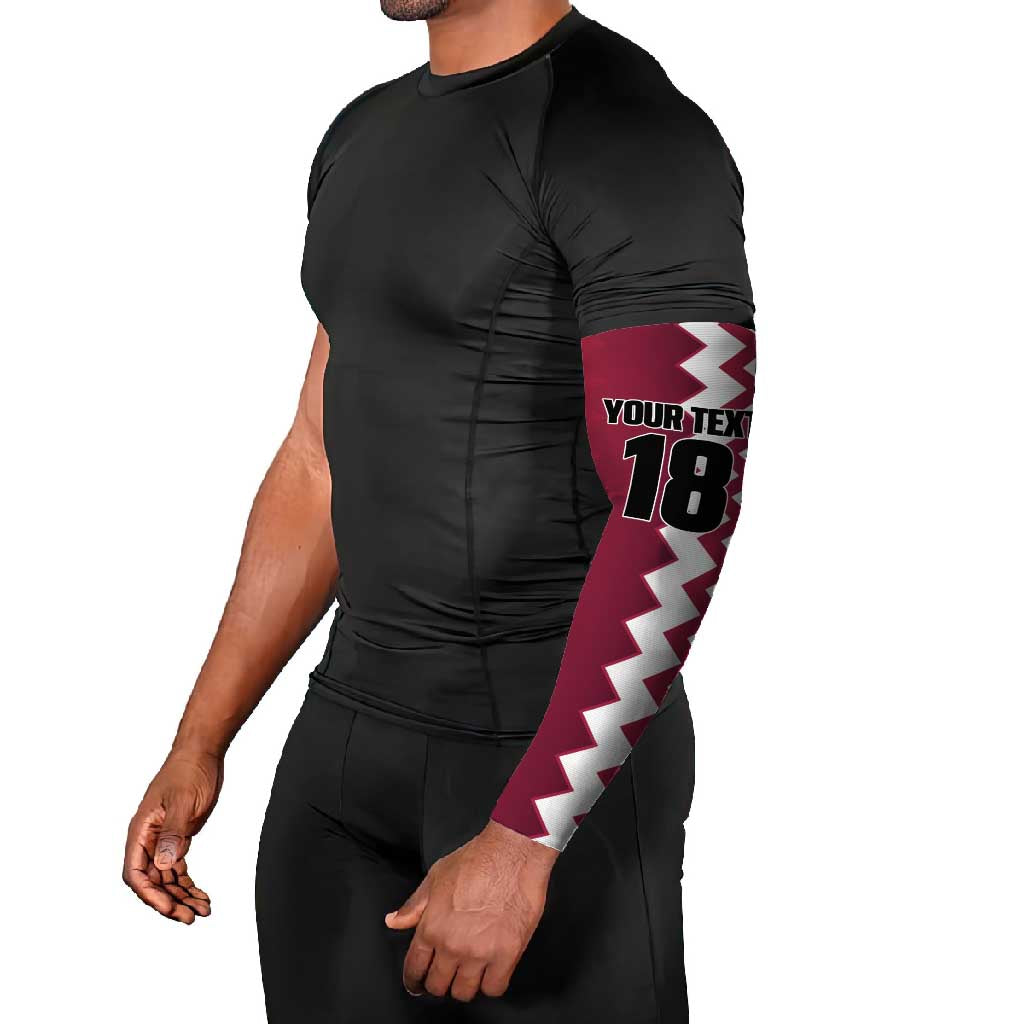 Custom Qatar Football Arm Sleeves Maroon One Go Champion - Wonder Print Shop