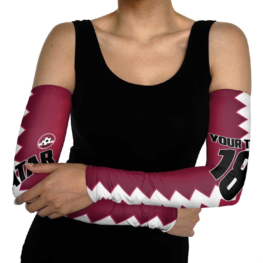 Custom Qatar Football Arm Sleeves Maroon One Go Champion - Wonder Print Shop
