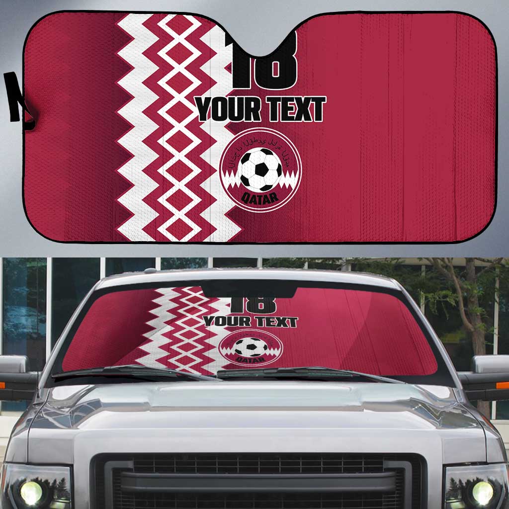 Custom Qatar Football Auto Sun Shade Maroon One Go Champion - Wonder Print Shop