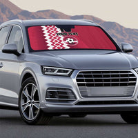 Custom Qatar Football Auto Sun Shade Maroon One Go Champion - Wonder Print Shop