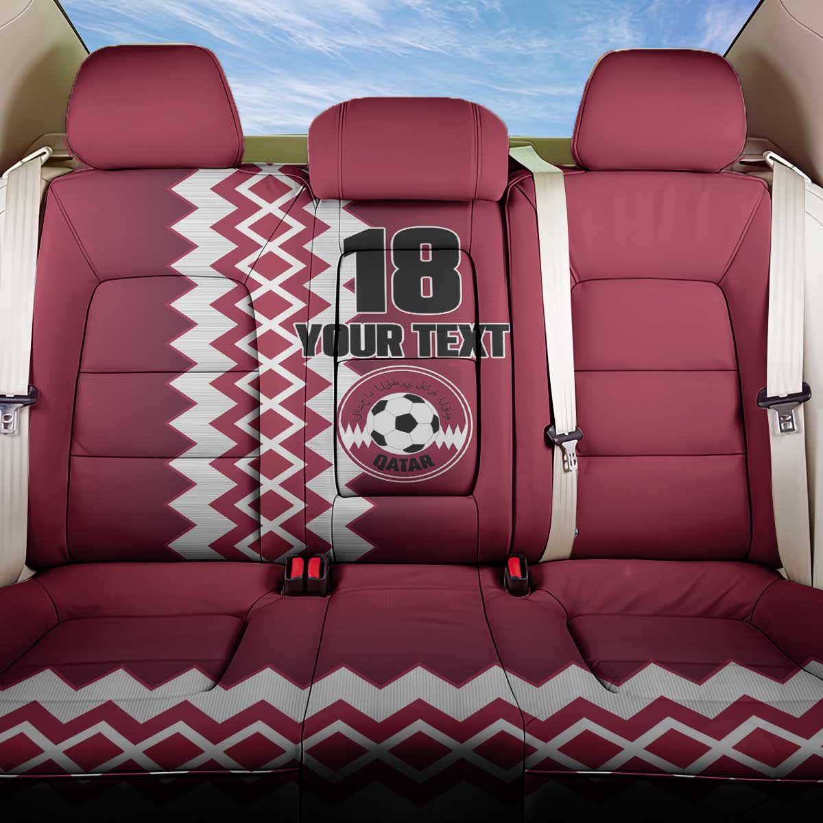 Custom Qatar Football Back Car Seat Cover Maroon One Go Champion - Wonder Print Shop